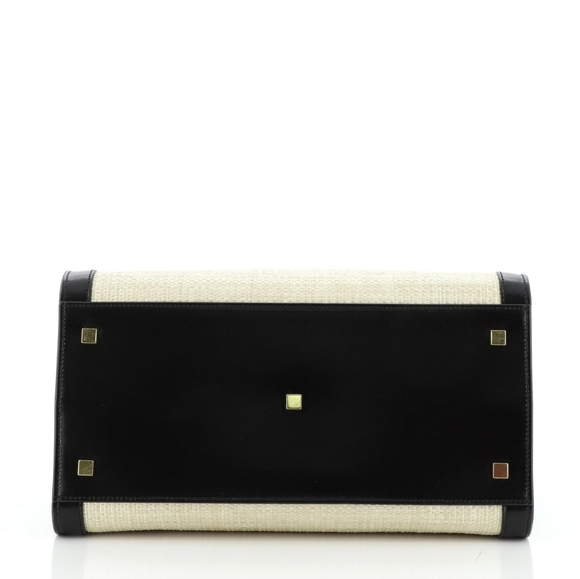 Very Rare! YSL Saint Laurent Uptown 2 in 1 Tote Canvas w/ Leather RAFFIA SATCHEL - Picture 13 of 16